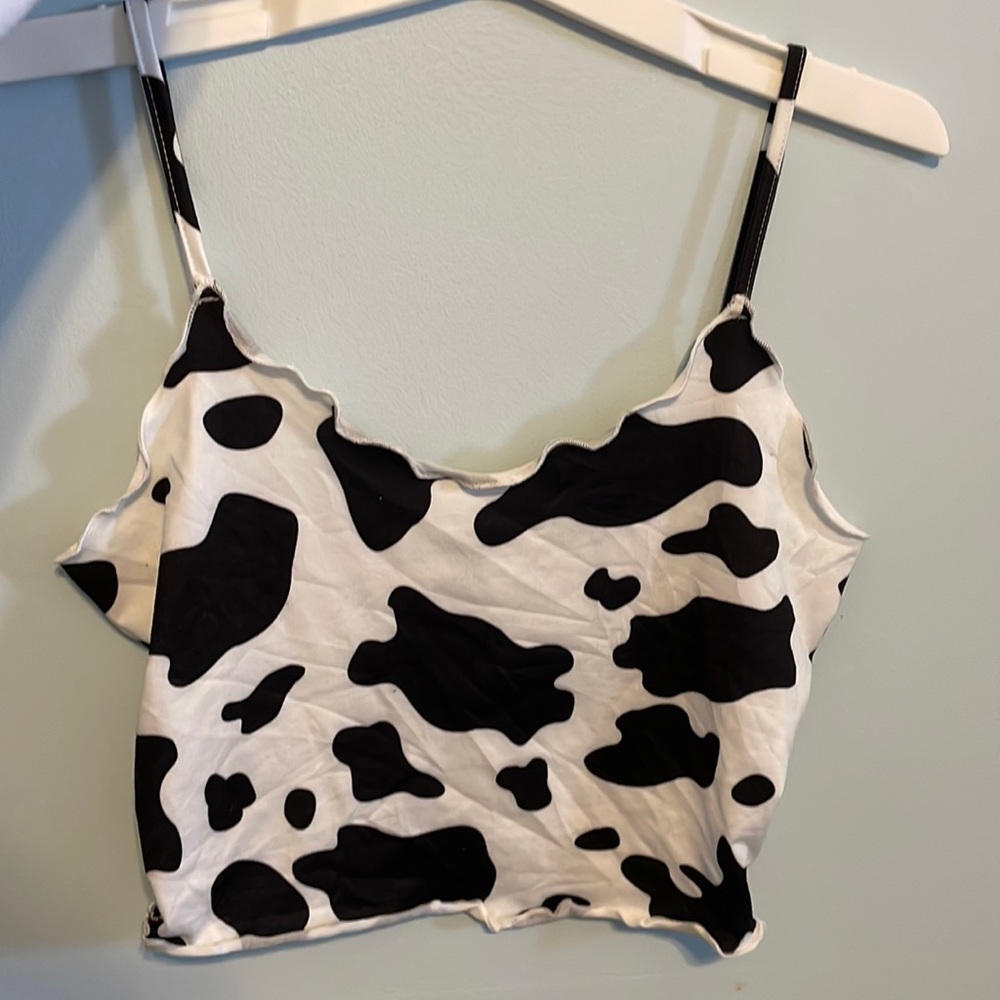 Shein - Cow print cropped tank top